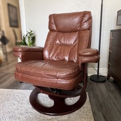 Reclining Leather Chair with Ottoman