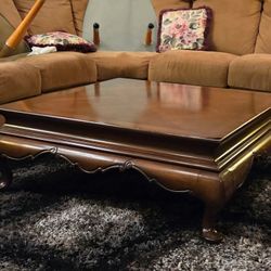 Large square cocktail table- beautifully detailed solid wood