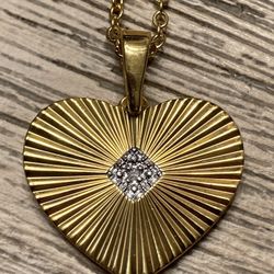 Gold Plated Engraved Heart Necklace 