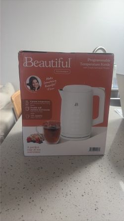 NEW Beautiful by Drew Barrymore Programmable Electric Temperature Tea Kettle - White