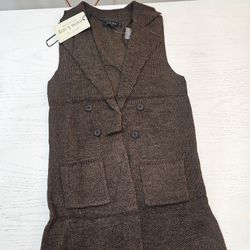 Dark Brown Sleeveless Cardigan 