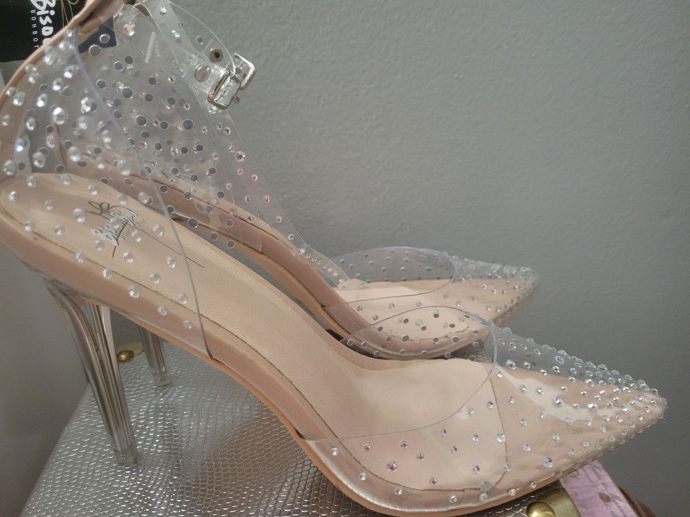 Gorgeous Clear Embellished heels 8.5