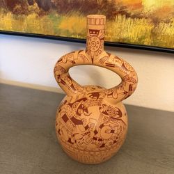 Vintage Moche Stirrup Spout Vessel Garcia Trujillo Peru Replica Fineline Pottery 