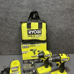 RYOBI ONE+ HP 18V Brushless Cordless Compact 1/2 in. Drill and Impact Driver Kit with (2) 1.5 Ah Batteries, Charger, and Bag