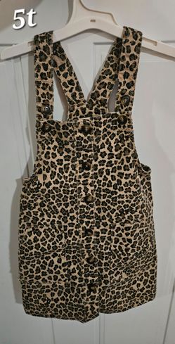 Girls Leopard Print Overall Dress Size 5T
