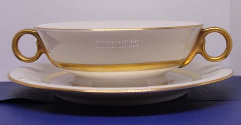 4 Cream Soup Bowl & Saucer Set Gotham By Haviland 