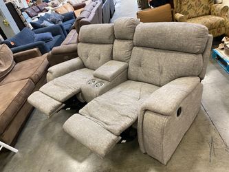Steely Dappled Grey Double Manual Recliner with Center Console