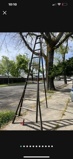 Antiques Large Peach Picking Wooden A Frame Ladder 11ft Works 