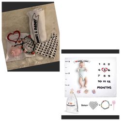 Organic Baby Milestone Blanket, Track Monthly Growth for Boy Girl Thick Flannel Personalized Month Photo Prop Background Blanket for Mom Newborn Not W