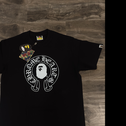 BLACK BAPE LARGE CHROME HEARTS TEE