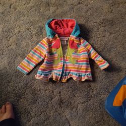Baby 6 9 Mos Zip Hoodie Colorful Striped Design 