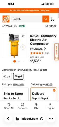 Dewalt 80 gal compressor