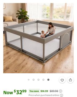 Large Baby Play Yard with Mesh Panels
