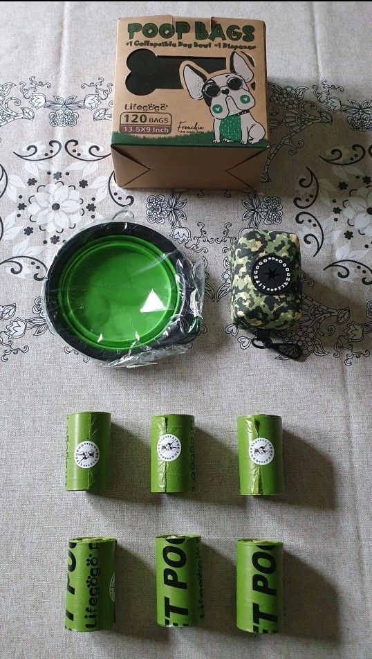 Dog Poop Bags With Dispenser And Bowl Set 