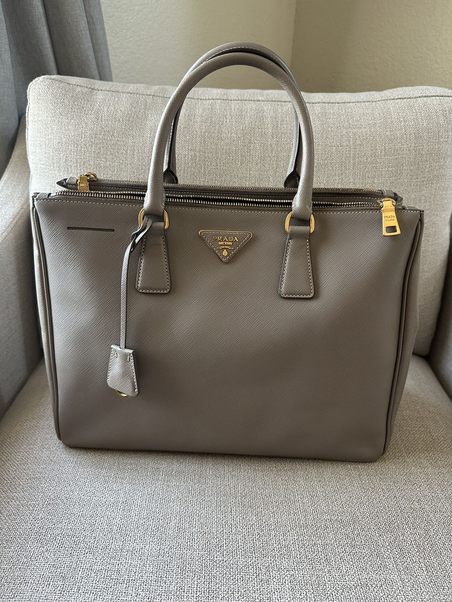 Authentic Prada Saffiano Bag Griege Color Large
