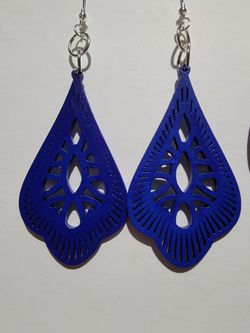 Shade Blue Wood Hand crafted earrings