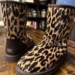 UGG Australia Calf Hair Cheetah Print Short Boot Sz 6 