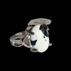 ZEBRA JASPER NEW SIZE 7 SILVER POLISHED CABECHON RING