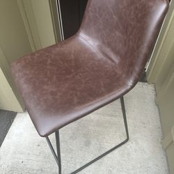 Faux-Brown-Leather Bar Stools