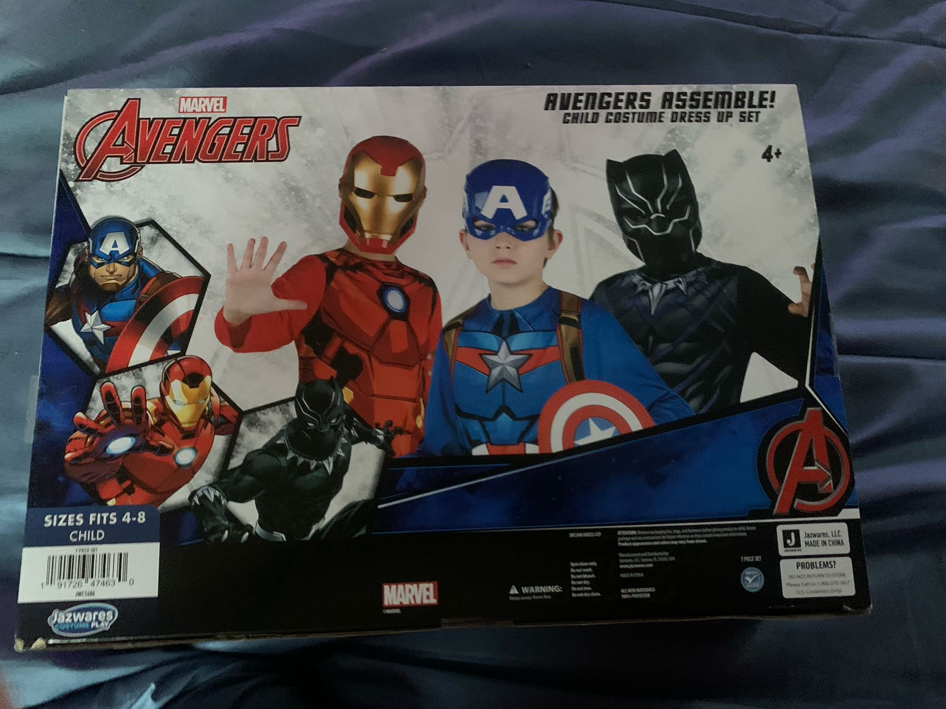 Marvel Avengers Dress Up Costume Black Panther, Iron Man, Captain America 