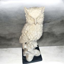 A. Santini Sculpture 14" Owl on 5.5" square black base Italy