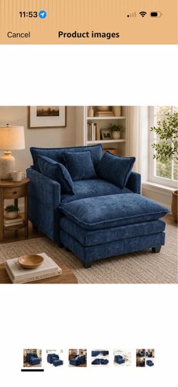 Oversized chair with ottoman blue new in the box