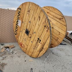 large empty wooden reel