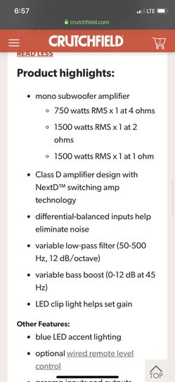 JL Audio RD1500/1 Mono subwoofer amplifier — 1,500 watts RMS x 1 at 2 ohms  at Crutchfield