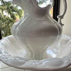 Porcelain Pitcher and Bowl