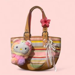 Y2K Coach Hampton Daisy Striped Mini Tote
