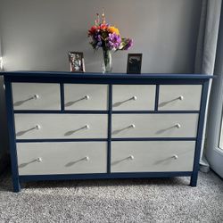 Modern Dresser, 8 Drawer Blue Grey Dresser