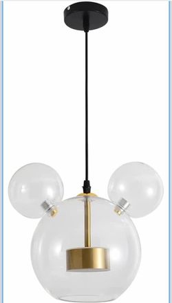 Cartoon Mouse Pendant Light Creative Personality Glass Chandelier Cute Fun Children's Bedroom Height Adjustable Ceiling White 001 001