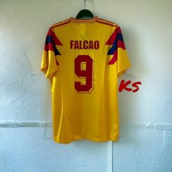 Colombia Radamel Falcao #9 Retro Soccer Jersey Home Yellow 2018 FWC Men Size