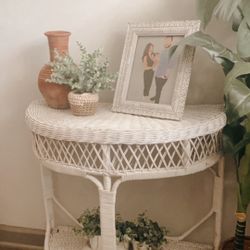 Wicker Halfmoon Table