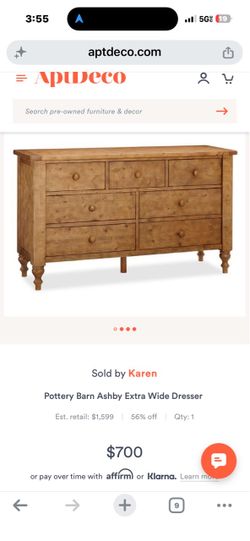 Pottery Barn Ashby king size bed frame /Extra Wide Dresser/side table