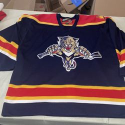 Nwot Authentic Florida Panthers Jersey Pro player Sewn Blue Vtg Mens 54 Mic 90s