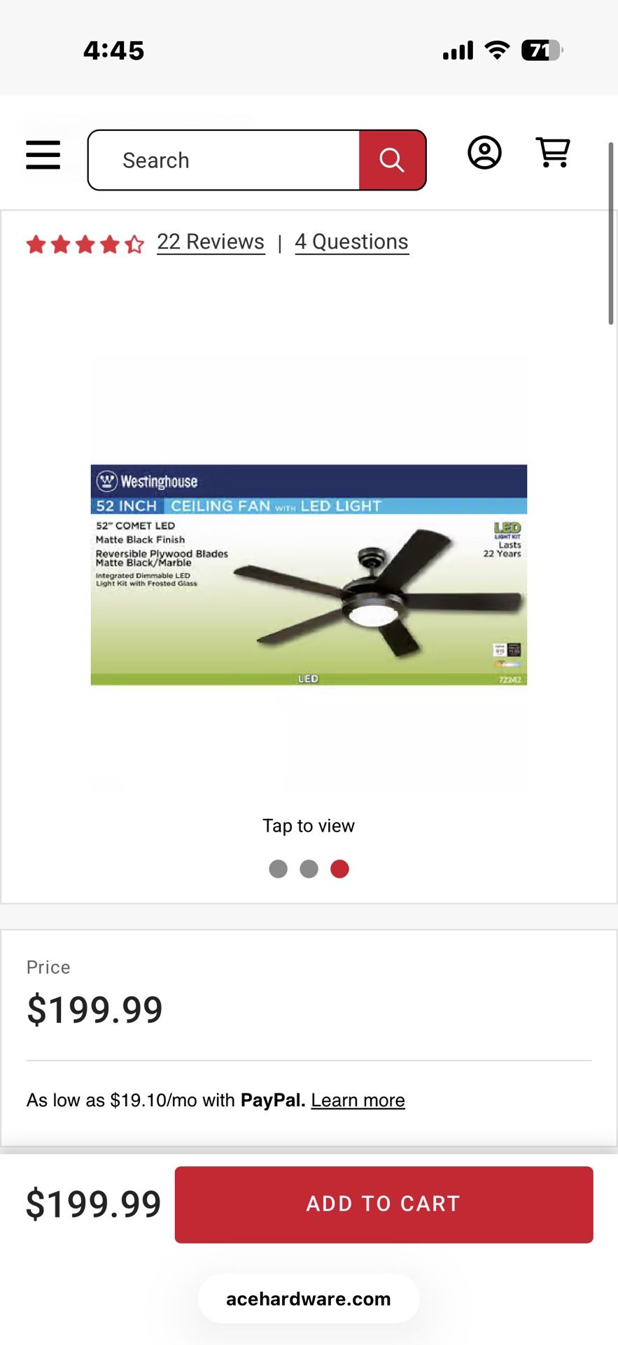 Ceiling Fan W LED Light