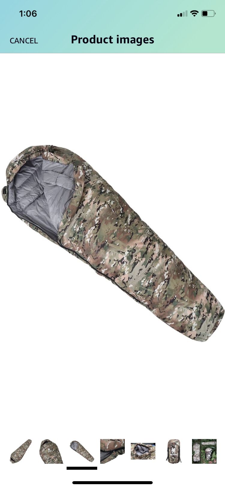 Camouflage  Mummy Sleeping bag W/attached Bag