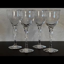 Set Of 4 Lenox Rhythm Platinum Rim Optic 8-1/2” Water Goblets EC vinage 4 glass