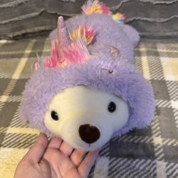 BRAND NEW WITHOUT TAGS 15 INCH BEAR IN A RAINBOW UNICORN ONESIE PLUSH