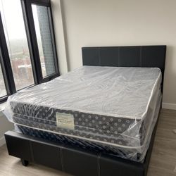 Queen Mattress Come With Bed Frame And Free Box Spring - Free Delivery 🚚 To Reasonable Distance 