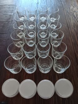 🌻 New 24 Piece Bundle 4oz Glass Cups w Lids Desert Cups Shot Glasses Baby Food 