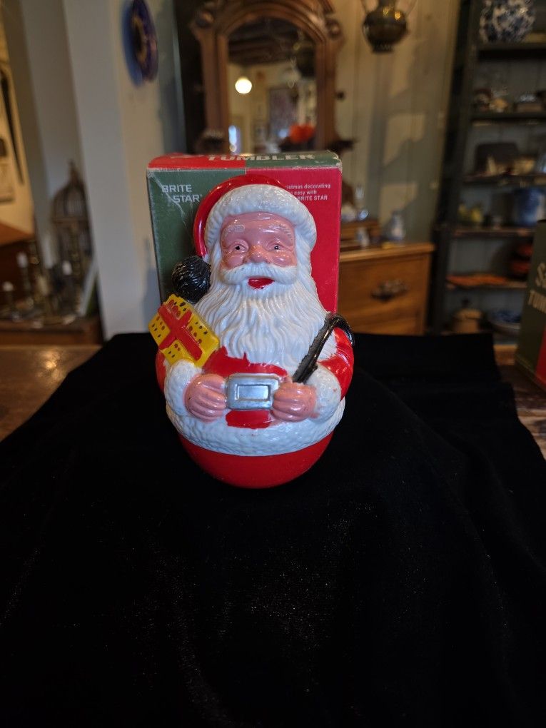 Vintage Roly Poly Santa Tumbler 1960's Christmas
