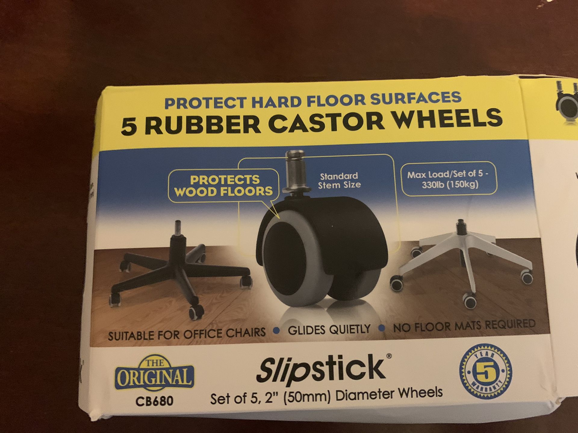 Slipstick Floor Protecting Rubber Office Chair Caster Wheels