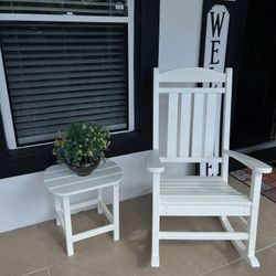 White Rocking Chair With Matching Table 