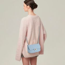 Light Blue Quilted Crossbody Bag