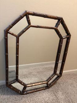 Vintage Faux Bamboo Chinoiserie Wall Mirror