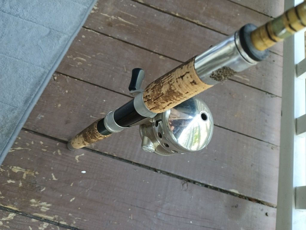 Omega,6 Ballbearings Spincast Reel N 6 Foot Long Cork Handle Rod , Both Excellent Condition U B The Judge!