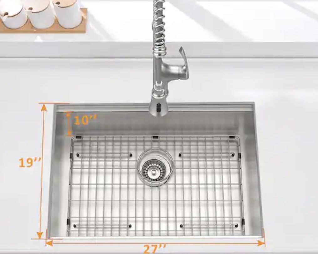 Glacier Bay AllinOne Zero Radius Undermount 18G Stainless Steel 27 in