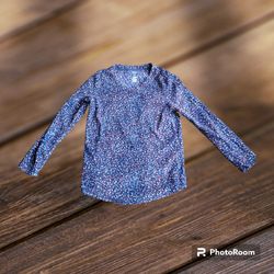 St. John’s Bay Polka Dot confetti design Blue V-Neck Fleece Pullover light weight soft Sweatshirt Women's Extra Small